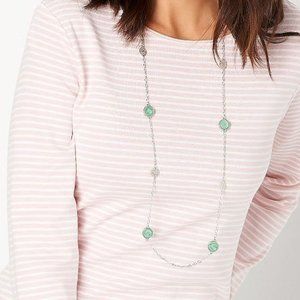 New -Christopher and Banks Long Sleeve Mini Stripe Crewneck  XL NEW Pink Macaron